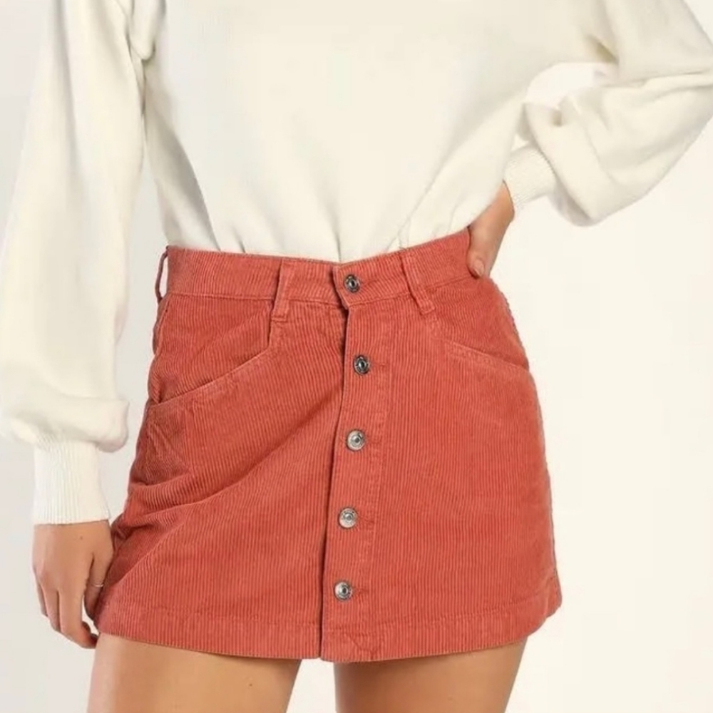 NWT Free People Ray Cord Mini Skirt in Myrrh